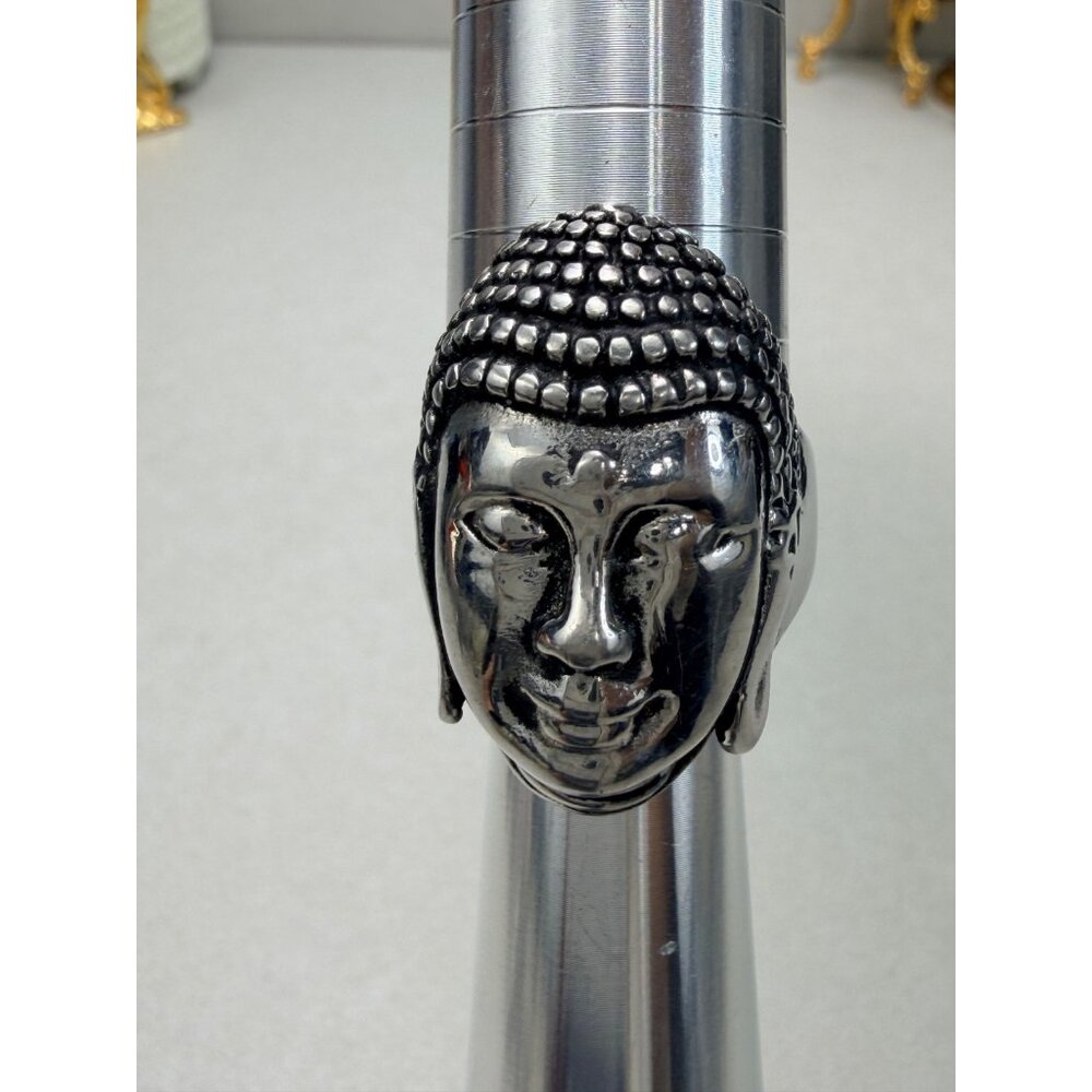 Stainless Steel Buddha Head Ring Meditation Spiritual Style Size 13.5 - Picture 7 of 10